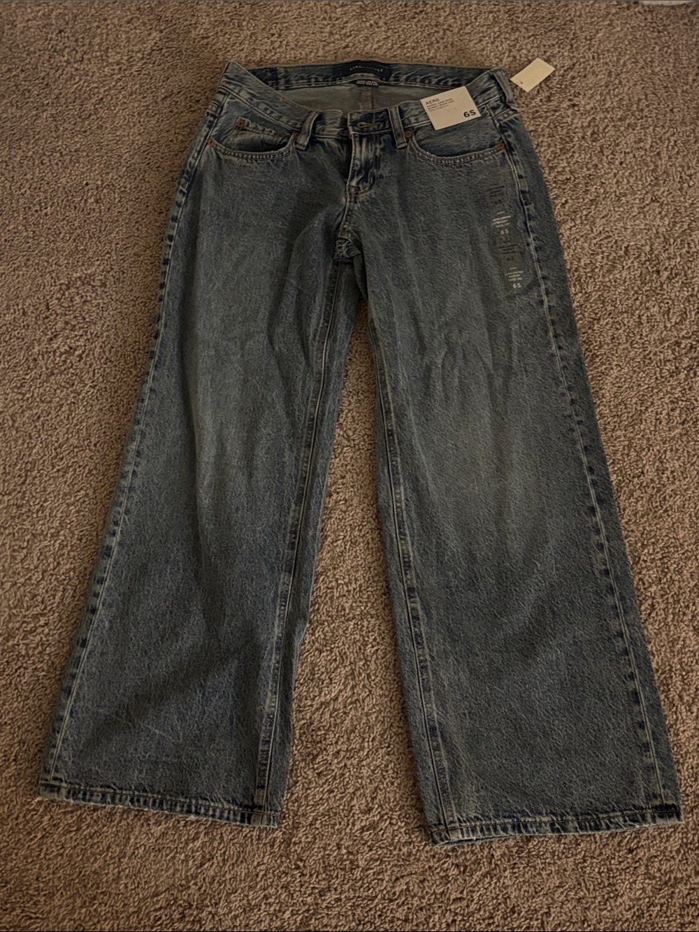 Aeropostale Women's Wide Leg Jeans - Faded Blue Wash